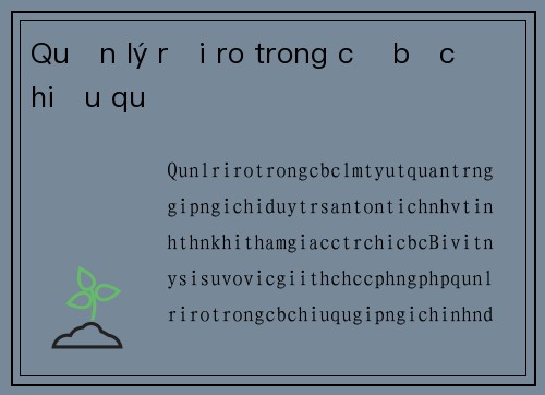 Quản lý rủi ro trong cờ bạc hiệu quả