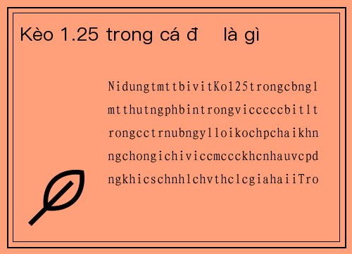 Kèo 1.25 trong cá độ là gì